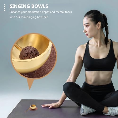 BESPORTBLE Mini Handmade Metal Meditation Singing Bowl Set with Mallet and Cushion for Yoga, Sound Healing, Chakra Balancing, and Mindfulness Therapy