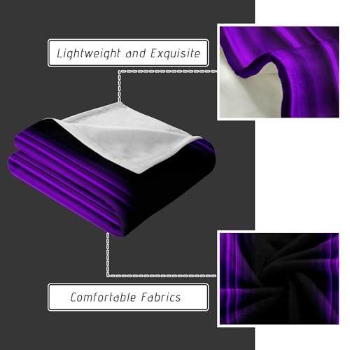 Soft Plush Bedding Purple and Black Fleece Blanket,Super Cozy Fluffy Plush Abstract Ombre Print Throw Blanket for Couch, Sofa, Bed 47"x59" - color: Purple and Black