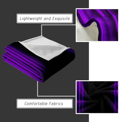 Soft Plush Bedding Purple and Black Fleece Blanket,Super Cozy Fluffy Plush Abstract Ombre Print Throw Blanket for Couch, Sofa, Bed 47"x59" - color: Purple and Black
