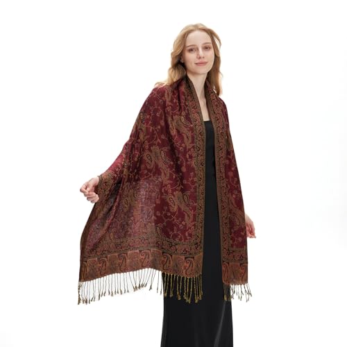 zero season Boho Paisley Pashmina Shawl Wrap Lightweight Scarf for Women, Silky Feel Bohemian Wrap for Travel & Daily Wear
