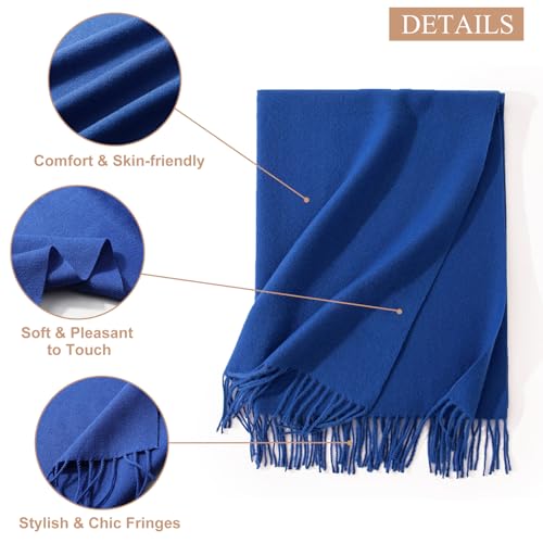 Sumolux Scarf for Women Pashmina Shawls Wraps for Evening Dresses Wedding Bridesmaid Gifts Winter Warm Soft Scarves - color: Royal Blue