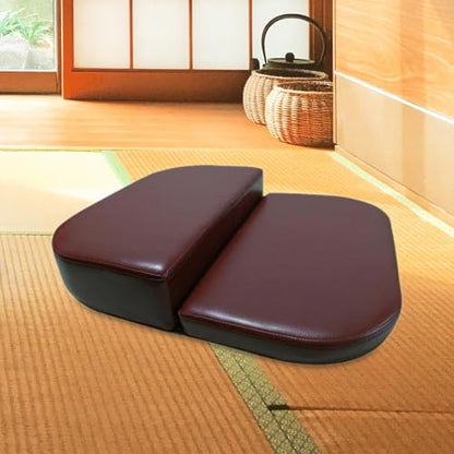 Folding Meditation Bench for Adults - PU Leather & Sponge Kneeling Stool, 18.9x11 Inch Portable Prayer Bench for Home Yoga