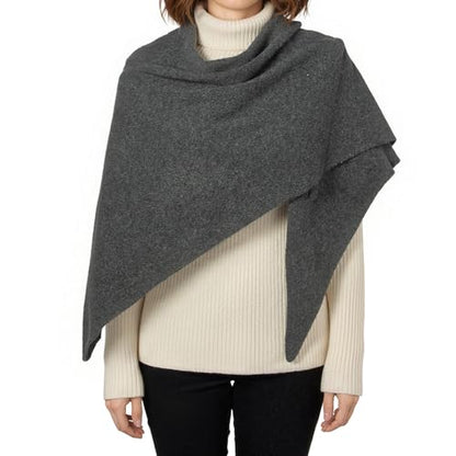 RIIQIICHY Shawl Wrap Women Pashmina Triangle Cape Knit Sweater Scarf for Fall Winter Fashion Accessory - color: Grey