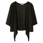 Shiyifa Women's Shrugs 3/4 Sleeve Open Front Cardigan Lightweight Tie Front Bolero Shrug - color: Black, size: X-Large
