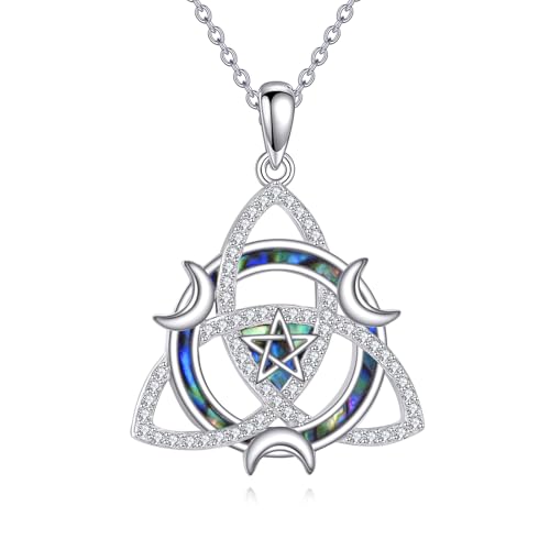 Witch Knot/Trinity/Triple Moon Necklace S925 Sterling Silver Protection Jewelry Gifts for Women - style: Trinity