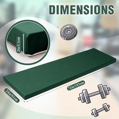 Lyrow 2 Inch 72"x24" Thick Foldable Yoga Mat with Carry Strap, Non-slip Portable Foam Gym Mat for Yoga, Pilates and Stretching - color: Dark Green