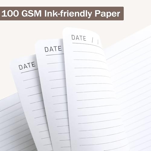 Lined Journal Notebook for Women Men, 256 Pages, Medium 5.7 in x 8.3 in - 100 GSM Thick Paper – Hardcover Leather Journals for Writing, Work, School, Note Taking, Diary Notepad, Dark Brown - color: Dark Brown