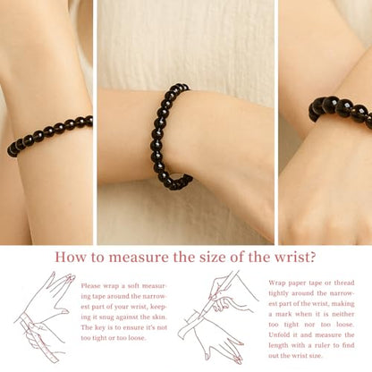 Natural Gemstone Beaded Bracelet for Women, Dainty Round Crystal Stretch Bracelets, Spiritual Healing & Calming Stone Jewelry Gift