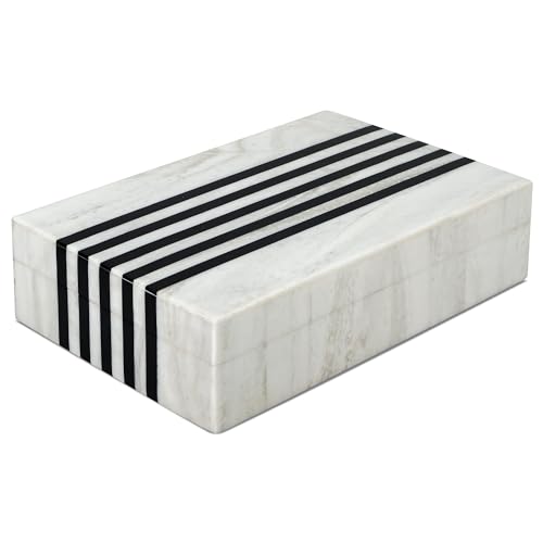 Handicrafts Home Large Decorative Storage Box with Lid – Black White Modern Storage Box, Remote Control Organizer for Coffee Table, Console & Living Room Decor – Mono Sprint 12 x 6 x 2 - color: MONO-SPRINT, size: 8 x 5 x 2 Inches