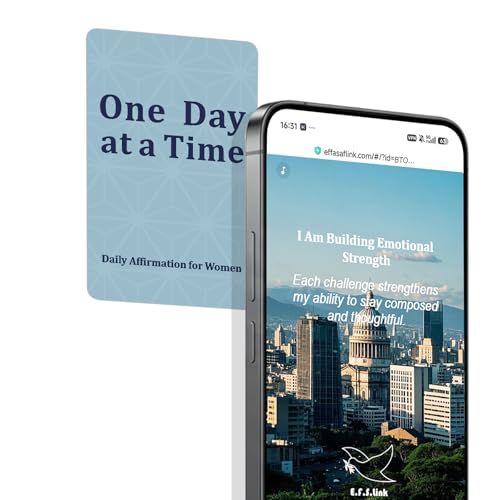 Daily Affirmation Card for Women with NFC & QR – Tap or Scan for Daily Positive Affirmations – Self Love, Confidence, Mindfulness – No App, No Subscription – Wallet Size PVC (Calm · Dusty Blue)