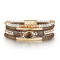 Edoneery Leather Wrap Bracelet for Women, Boho Handmade Multi-Layer Cuff with Crystal Beads Heart, Stackable Bangle Western Jewelry Gift - style: Crystal(Brown)