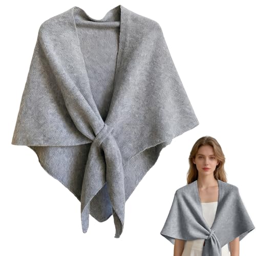 Pashmina Shawl Wraps Women Knitted Shawls and Wraps Cardigan Cape Wool Cashmere Shoulder Top Sweater Shawl Scarf forDailyWear - color: Light Grey