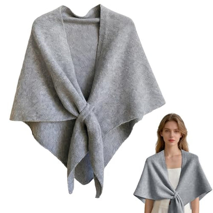 Pashmina Shawl Wraps Women Knitted Shawls and Wraps Cardigan Cape Wool Cashmere Shoulder Top Sweater Shawl Scarf forDailyWear - color: Light Grey