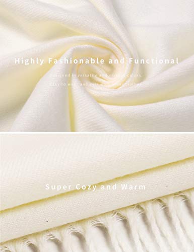 Pashmina Shawl Women Winter Scarf Warm Wedding Wraps Ladies Scarves for Evening Dresses - color: Ivory