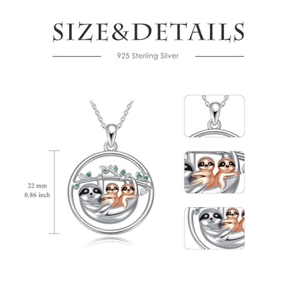 Animal Necklace 925 Sterling Silver Pendant Jewelry Gift for Women Animal Lover - style: Sloth01