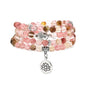 6mm 108 Mala Beads Bracelet, Yoga Zen Necklace with Buddha and Lotus Charm for Prayer - style: Watermelon Tourmaline