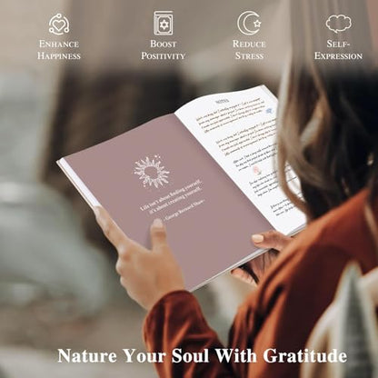Lanpn Daily Gratitude Journal for Woman Men, 4 Month Affirmation & Mindfulness Planner, 7.8"x9.2" The 5 Minute Grateful Diary, Guided Reflection with Positivity Prompts & Quotes Undated Notebook - color: Purple Flower