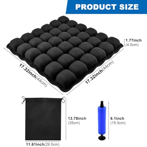 3D Air Cell Inflatable Seat Cushion, 36 Airbags Airplane Seat Cushion for Long Flights, Pressure Relief for Tailbone & Hip Pain, Wheelchair Cushions with Air Pump