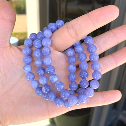 Adabele 1pc Natural Stretch Gemstone Bracelet 8mm (0.31") Bead 7 Inch to 8.5 inch Healing Crystal Energy Quartz Chakra Jewelry Women Unisex Birthday Gift - color: Tanzanite Quartz, size: 8 inch