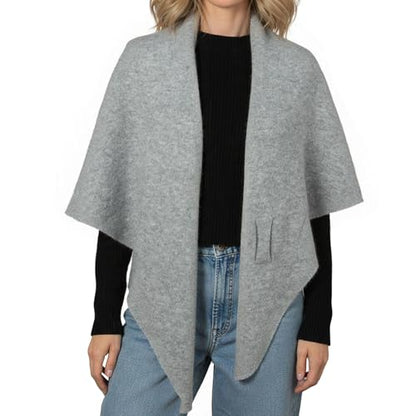 RIIQIICHY Shawl Wrap Women Pashmina Triangle Cape Knit Sweater Scarf for Fall Winter Fashion Accessory - color: Light Grey