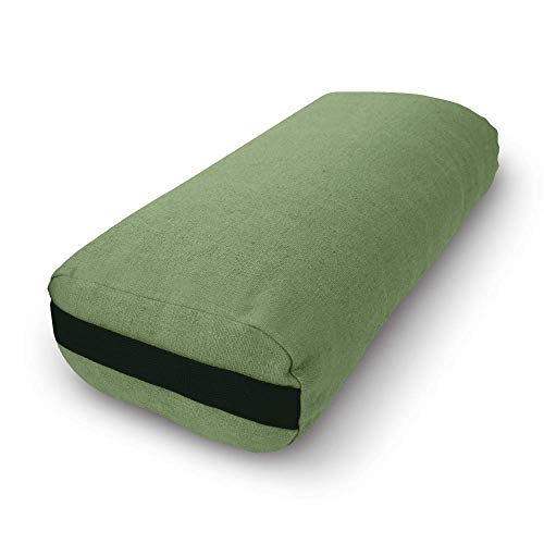 Bean Products Yoga Bolster - Made In The USA With Eco Friendly Materials - Round or Rectangular Support Cushions That Elevate Your Practice - Organic Hemp Cover - color: Cactus, size: Rectangular