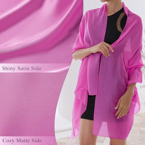 RIIQIICHY Women Shawls and Wraps for Evening Dresses Like Chiffon Silk Scarf Formal Silky Pashmina Shawls for Weddings - color: Rose Pink