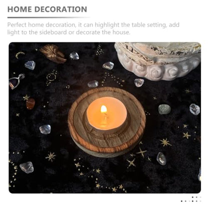 HOMSFOU Wooden Pentacle Altar Plate Candle Holder Tealight Candlestick for Home Decor Parties and Spiritual Use Elegant Centerpiece for Tables Gardens and Celebrations