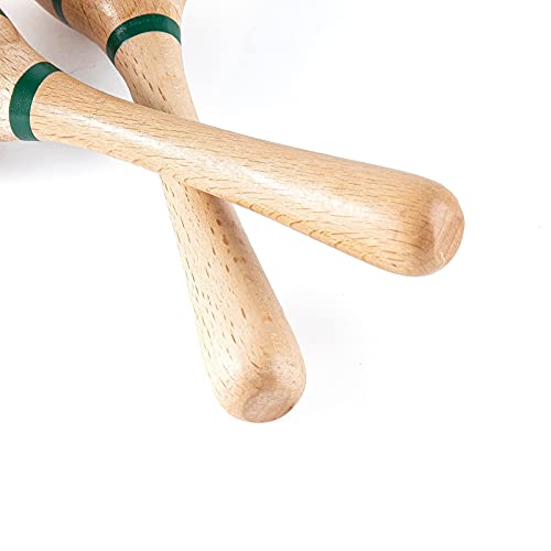 Maracas Hand Percussion Rattles,Beech Wood Material Rumba Shakers with Clear and Professional Sounds Musical Instrument for Party,Games (Natural) - color: Natural