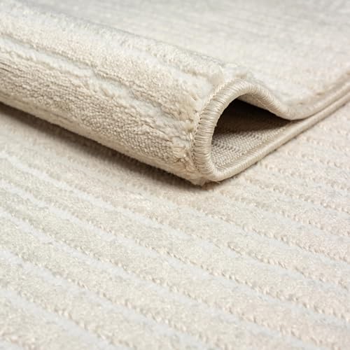 Abani Neutral Beige Area Rug 6' Round for Living Room, Bedroom - Zen Reiki Circles Pattern - Durable & Easy to Clean - color: Beige, size: 6' (Round)