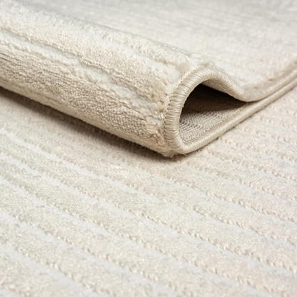 Abani Neutral Beige Area Rug 6' Round for Living Room, Bedroom - Zen Reiki Circles Pattern - Durable & Easy to Clean - color: Beige, size: 6' (Round)