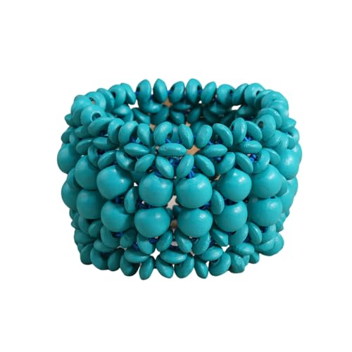 Bohemian Wooden Bead Bracelets Boho Colorful Handmade Elastic Stretch Bracelets Design for Women Summer Beach Festival Jewelry - color: Blue