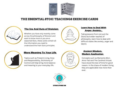 STOIC STORE UK Stoic Cards - Daily Stoic Journal Prompts - Daily Stoicism Reflections - Stoic Philosophers Quotes and Wisdom - Perfect for The Practicing Stoic
