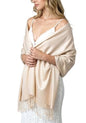 Achillea Lightweight Pashmina Scarf for Women – Soft Silky Shawl Wrap for Evening Dresses, Bridesmaids & Everyday Wear - color: Cream/Beige
