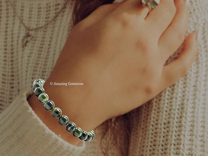 Amazing Gemstone Crystal Bracelet for Women Men's Gifts - Protection Healing Crystal Bracelet - 8mm Gemstone Beaded Stretchable Bracelet Pulseras Para Hombres Mujer Stocking Stuffers Mothers Day Gift (Chrome Diopside) - color: Chrome Diopside