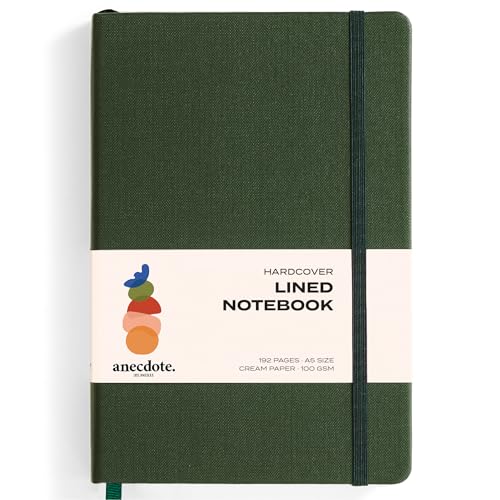 ANECDOTE. Lined Journal Notebook, 192 Pages, A5 size: 8.3" x 5.4", Thick 100 GSM Paper, Ruled, Hardcover. Journal for Women and Men, Perfect Notebook for School, Work and Travel (Evergreen)
