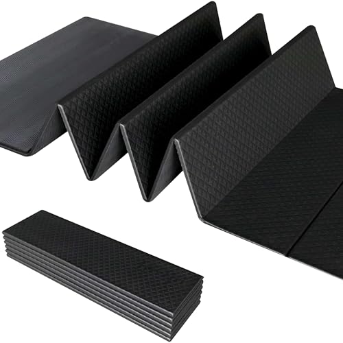 Foldable Yoga Exercise Mat – Lightweight, Anti-Slip, and Easy to Store for Yoga, Pilates, Home Workouts, and Floor Exercises - color: Black, size: 24" x 72" x 1/4"