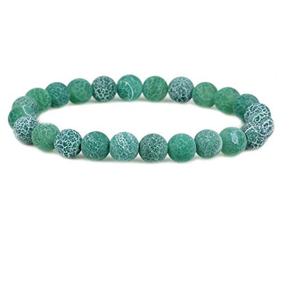 Keleny Gem Semi Precious Gemstones 8mm Natural Quartzite Stone Round Beads Rock Crystal Jasper Stretch Bracelet 7 Inch Unisex - color: 8mm Green Weathered Agate