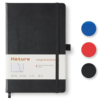 Heture Hardcover Notebooks, A5 Lined Journals Notebook for Writing 160 Pages, 8.2 x 5.5 inch, Classic Ruled Notebooks for College/Work/Travel (Lined-1 Pack, Black) - color: Black, style: Lined-1 Pack