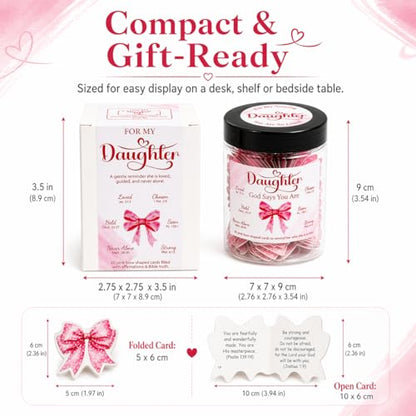 Mothers Day Gifts for Daughter from Mom - Positive Pink Bow God Says You Are Jar with 60 Bible Verses Encouragement Cards Daughter Gifts From Mom Christian Relious Birthday Graduation Gift for Her - color: Positive Pink Bow