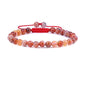 Keleny Natural Gemtone 6mm Round Beads Crystal Adjustable Braided Macrame Tassels Bracelets Unisex - color: Red Crab Fire Agate