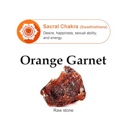 Natural Crystal Silver Bracelet, 0.12" Faceted Stone Beads Adjustable Jewelry for Women, Handmade Crown Chakra Design for Meditation & Spiritual Gifts - color: Orange Garnet