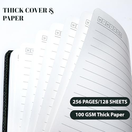 CAGIE Lined Journal for Men Women, Tree Growth Ring Leather Bound Journal Notebook, 256 Pages 100 GSM Journals for Writing, A5 Hardcover Journaling Notebooks,2 Pack (Brown & Black) - color: J-Brown & Black