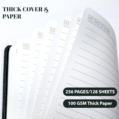 CAGIE Lined Journal for Men Women, Tree Growth Ring Leather Bound Journal Notebook, 256 Pages 100 GSM Journals for Writing, A5 Hardcover Journaling Notebooks,2 Pack (Brown & Black) - color: J-Brown & Black
