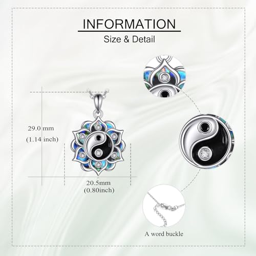 ONEFINITY Lotus Necklace 925 Sterling Silver Moonstone Pendant Necklace Yoga Lotus Jewelry for Women - style: Yin Yang Lotus