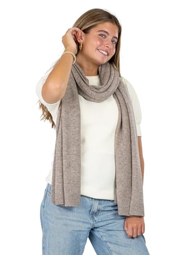 Velanio Cashmere Luxury Knitted Wrap Travel Shawl Scarf, Pashmina Stole, All-Season Scarf for Women Cashmere Wool Blend - color: Silver Grey