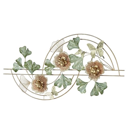 Touch of Class Zen Blossoms Flower Metal Wall Art Sculpture | Floral Style Hanging Decor for Bedroom, Living Room, Bathroom, Hallway, Foyer | Botanical Artwork