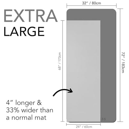 Large Exercise Mat – Extra Thick 10mm Workout Mat (72"x32") – Non-Slip TPE Yoga Mat for Women & Men – Pilates, HIIT, Fitness & Home Gym Mat – Includes Free Carry Bag - color: Grey