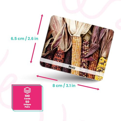 Menique – Mexican Roots Memory Game – Bilingual – 100 Cards (50 Pairs) with Real Photographs – Includes Booklets in English & Spanish – Cultural Matching Game for Kids & Adults - style: Mexican Roots