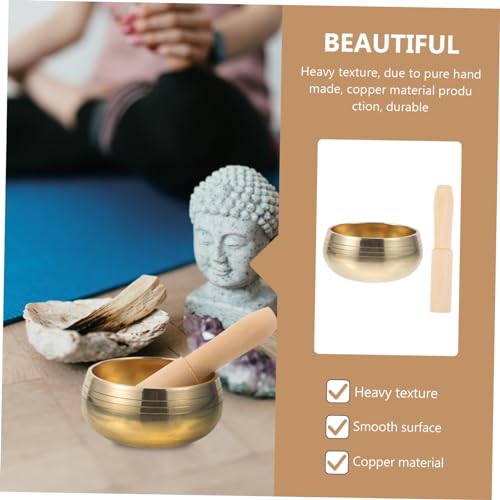 TOYANDONA 1set Handmade Sound Bowl for Yoga Meditation with Mallet Bowl for Mindfulness Practice Portable Meditation Accessory for Home Temple and Travel - size: 8x8x5cm