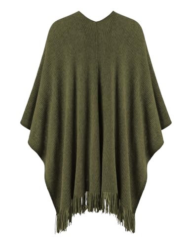 Ferand Shawl Wraps for Women, Cozy Lightweight Poncho Cape with Pockets, Warm for Fall Winter Travel - color: Army Green